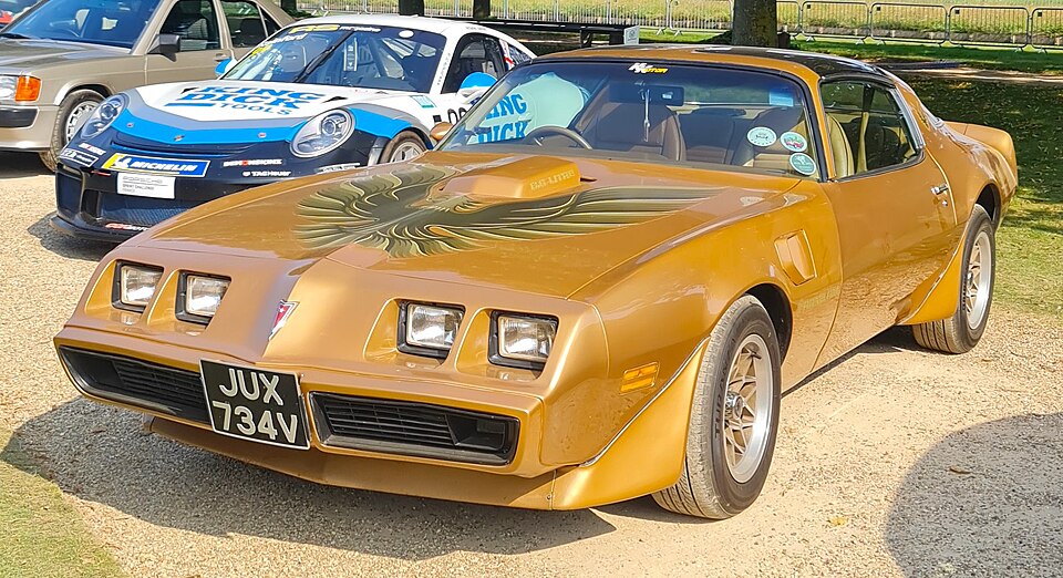 Gold 1979 Pontiac Trans Am with the 6.6-litre shaker hood scoop and gold hood bird decal